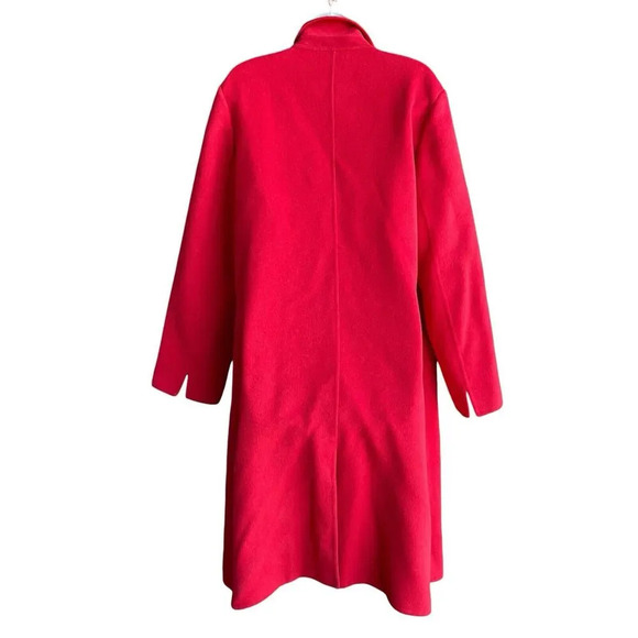 AVERARDO BESSI Angora Wool Coat Women’s Size 16 Red Single Button Long Sleeve - Picture 2 of 3